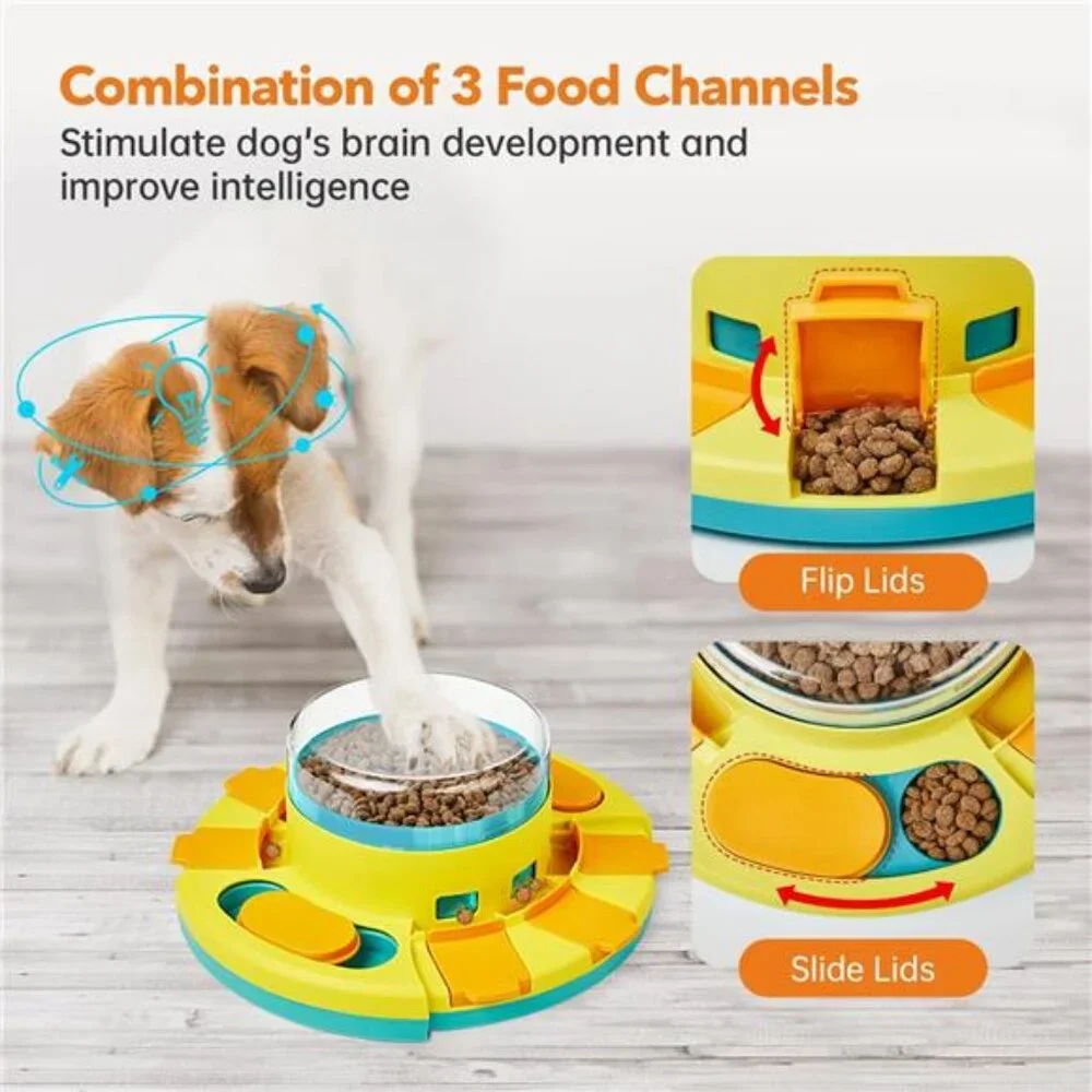 Dog Puzzle Toy 2 Levels, Slow Feeder, Pup Food Treat Feeding Dispenser